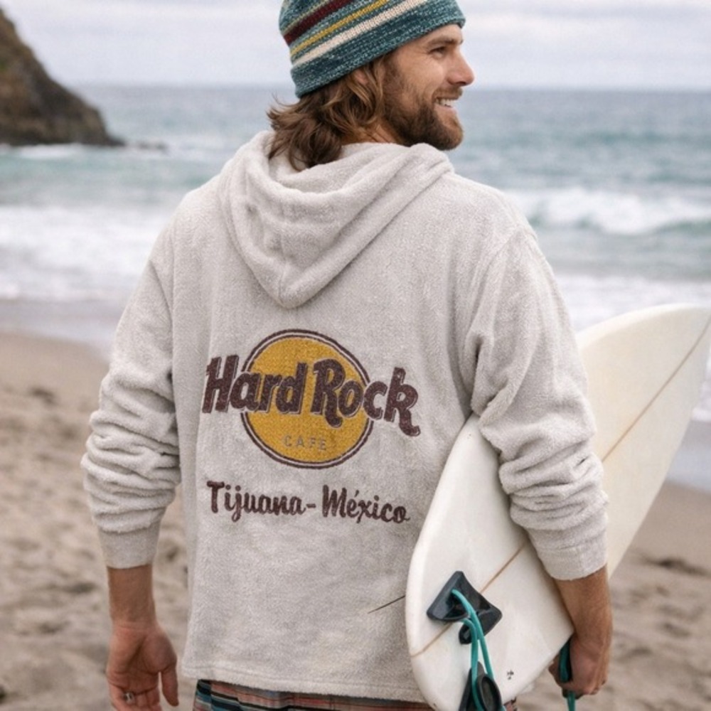 Hard Rock Cafe Cabo San Luca Men L/XL Mexico Hoodie Pullover Baja Surfing Poncho